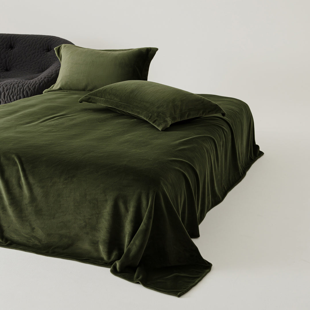 Velvet-Feel Brushed Microfiber Sheet Set with Drapey Flat Sheet & Matching Pillowcases