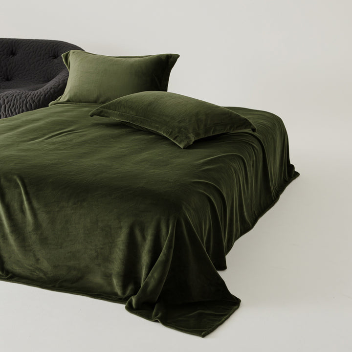 Velvet-Feel Brushed Microfiber Sheet Set with Drapey Flat Sheet & Matching Pillowcases