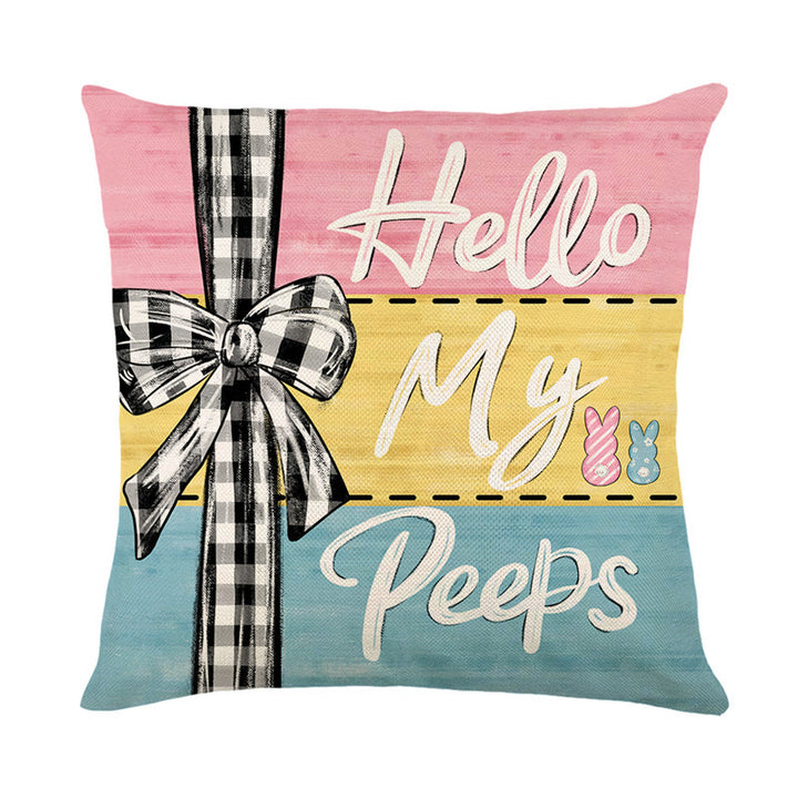 Decorative Cotton-Linen Easter Hanging Egg Print Throw Pillow Cover