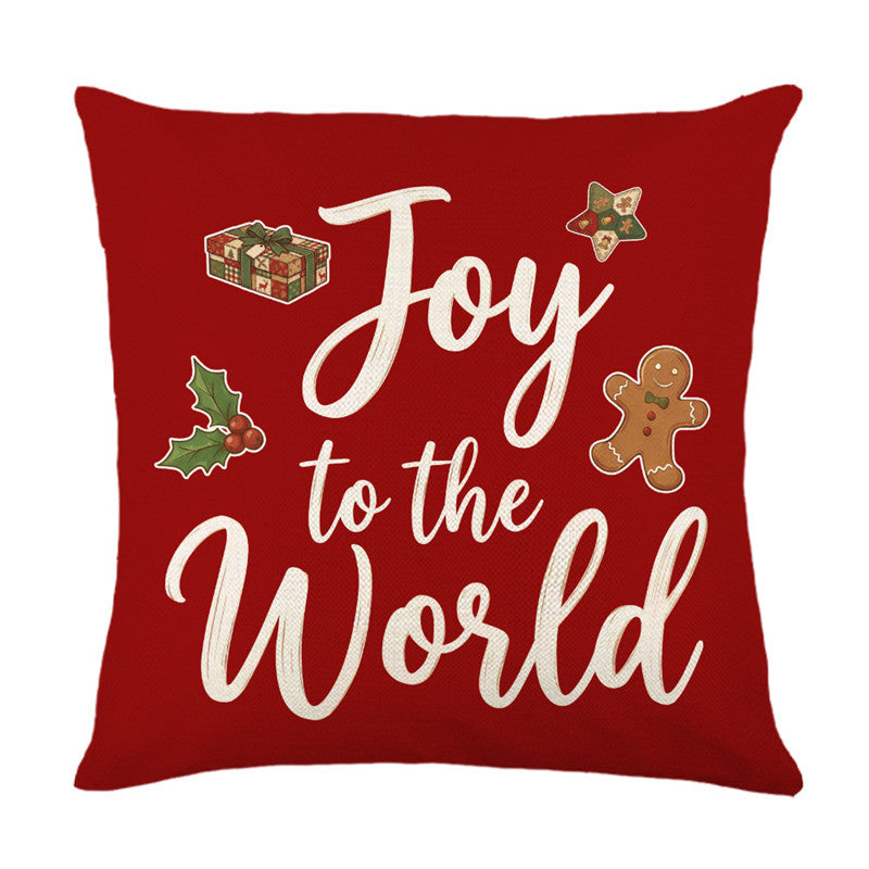Festive Merry & Bright Holiday Decorative Throw Pillow Cover with Seasonal Icon Print