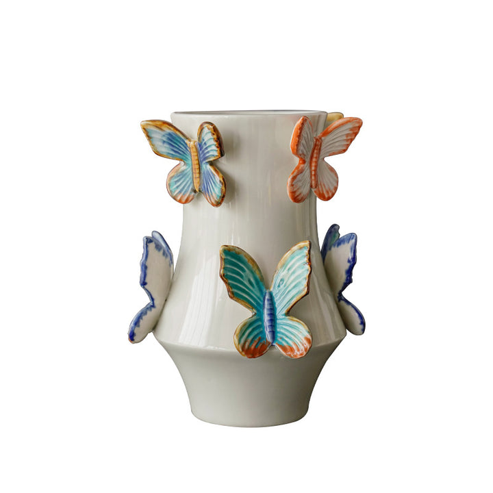 Decorative flower vase with butterflies Stornfield