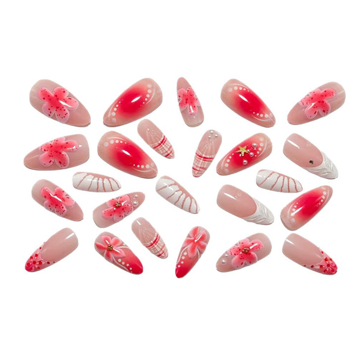 Artificial nails with 3D flower decoration Stornfield