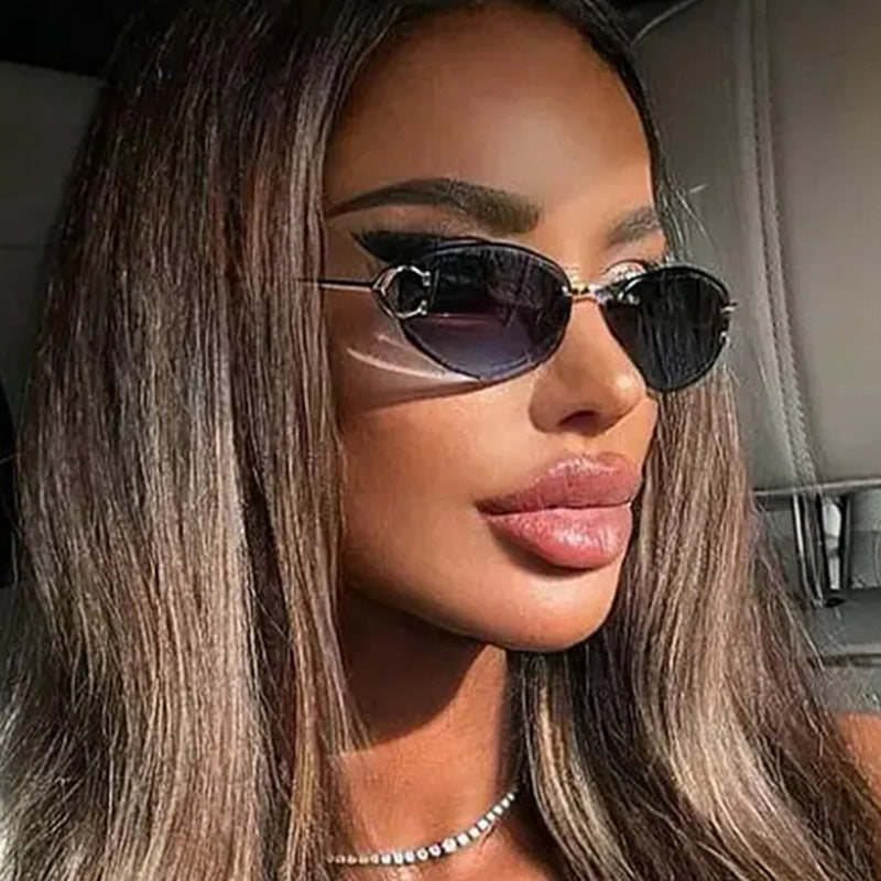 Women's elegant oval-shaped sunglasses with fashionable metal frame Stornfield