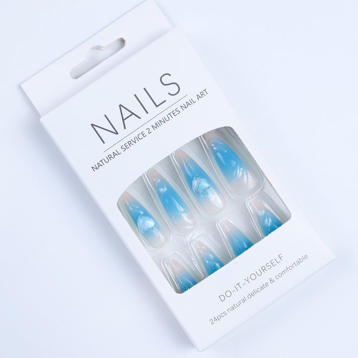 Creative heart design fake nails with glitter accents Stornfield
