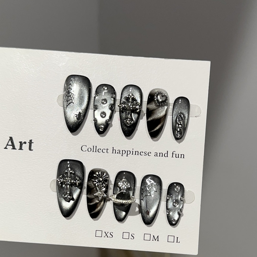Gothic-Themed Press-On Nail Art Set