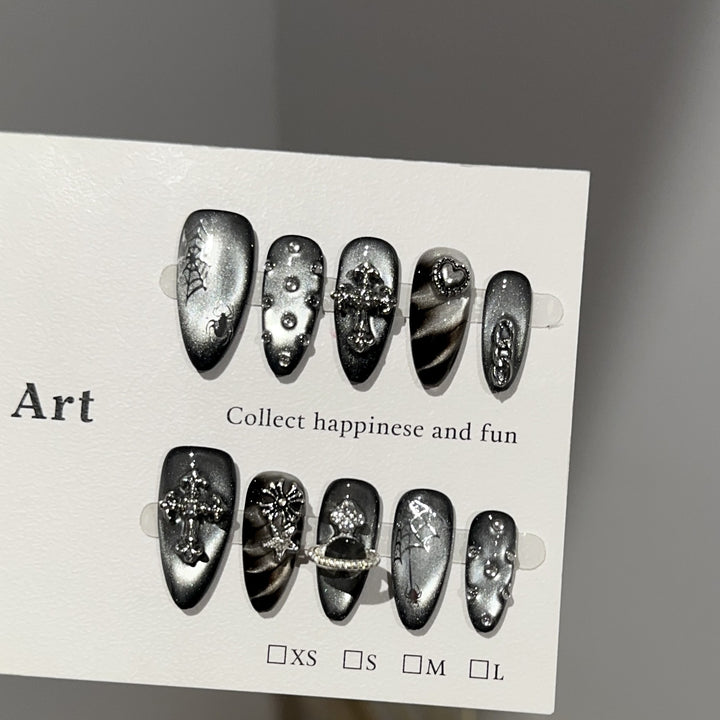 Gothic-Themed Press-On Nail Art Set