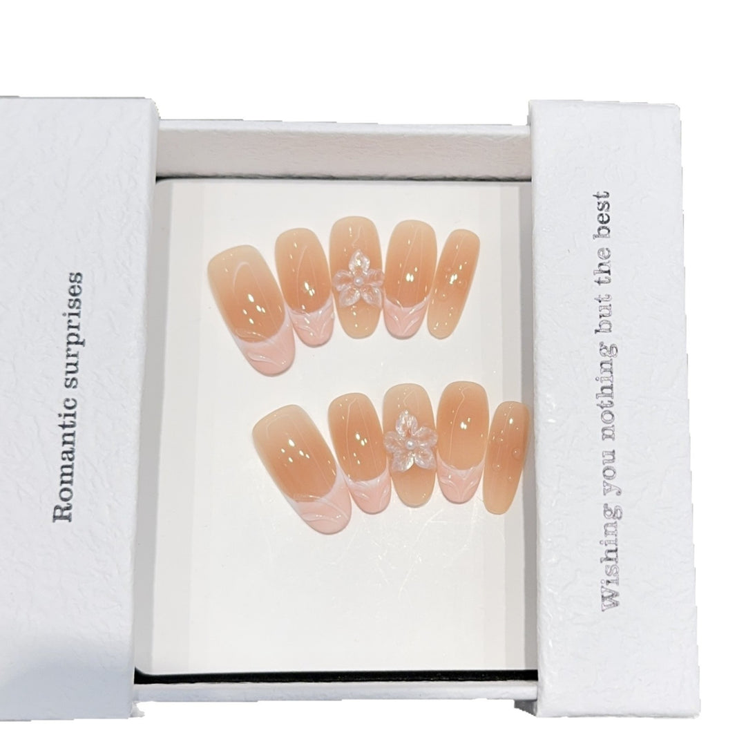Artificial nails with romantic 3D flower accents Stornfield