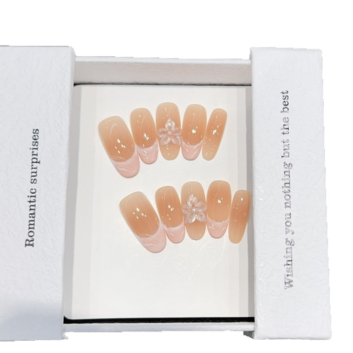 Artificial nails with romantic 3D flower accents Stornfield