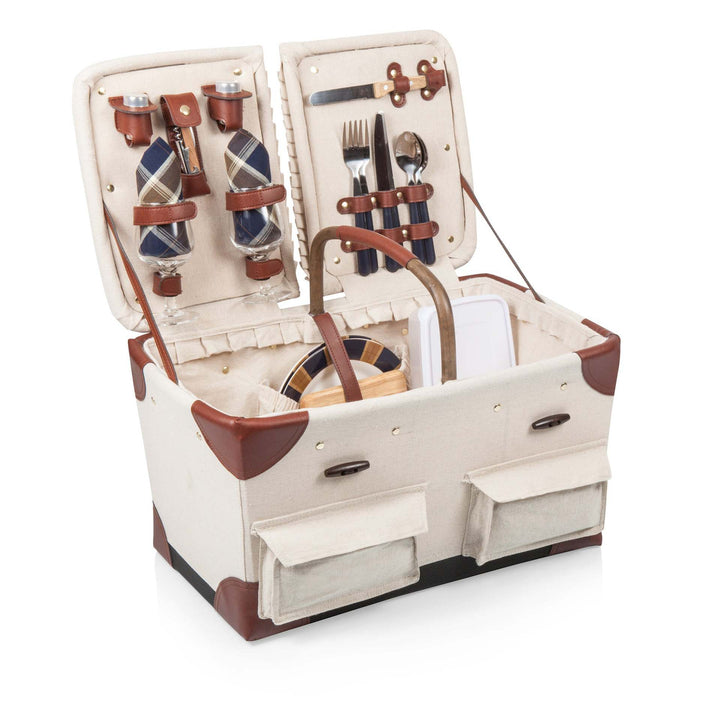 Women’s picnic basket with integrated dish set and wine glasses Stornfield