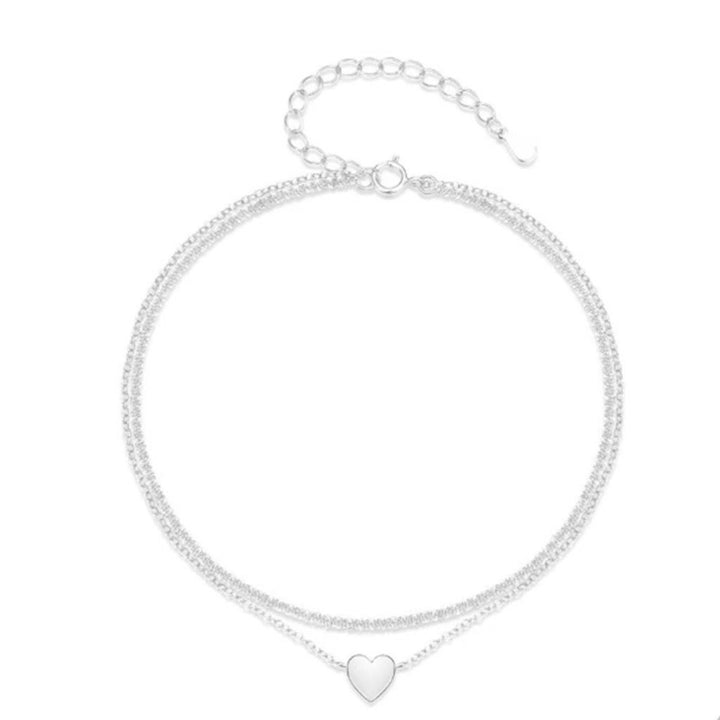 Two-Tone Heart Charm Anklet Stornfield