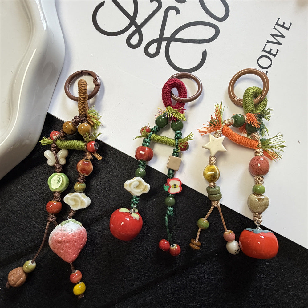 Decorative Beaded Fruit-Themed Keychain Stornfield