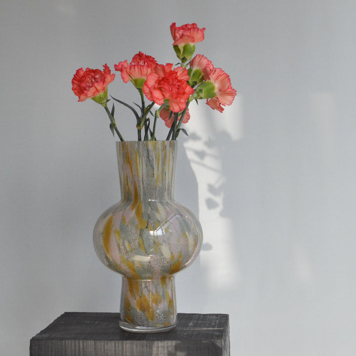 Handblown Marbled Double-Bulb Decorative Glass Vase Stornfield