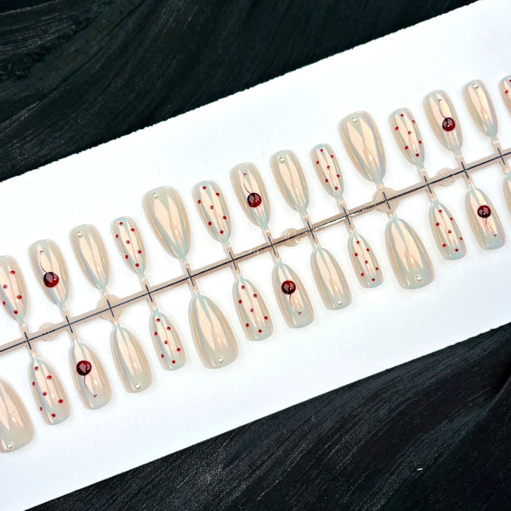 Elegant Polka Dot and Lace Press-On Nail Set