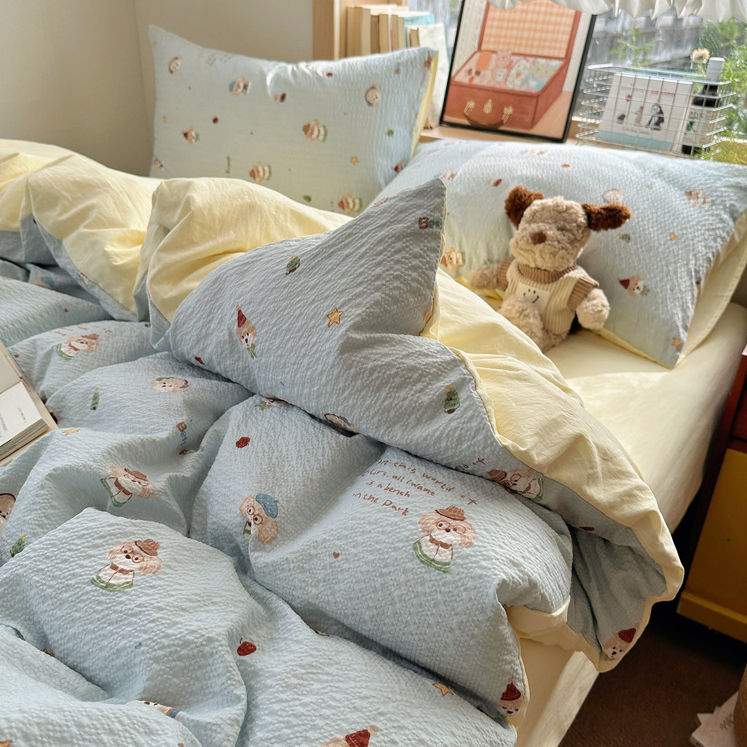 Playful Cartoon Dog Themed Bedding Set