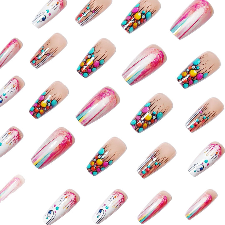 Creative artificial nails with intricate gradient and dot design Stornfield