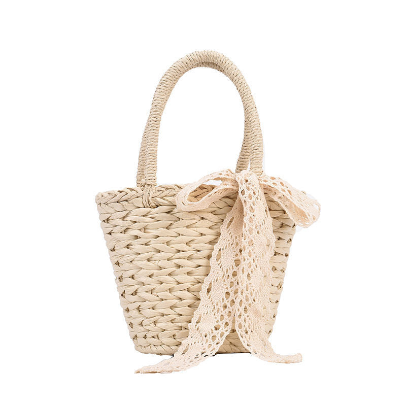 Handmade basket bag with lace accent Stornfield