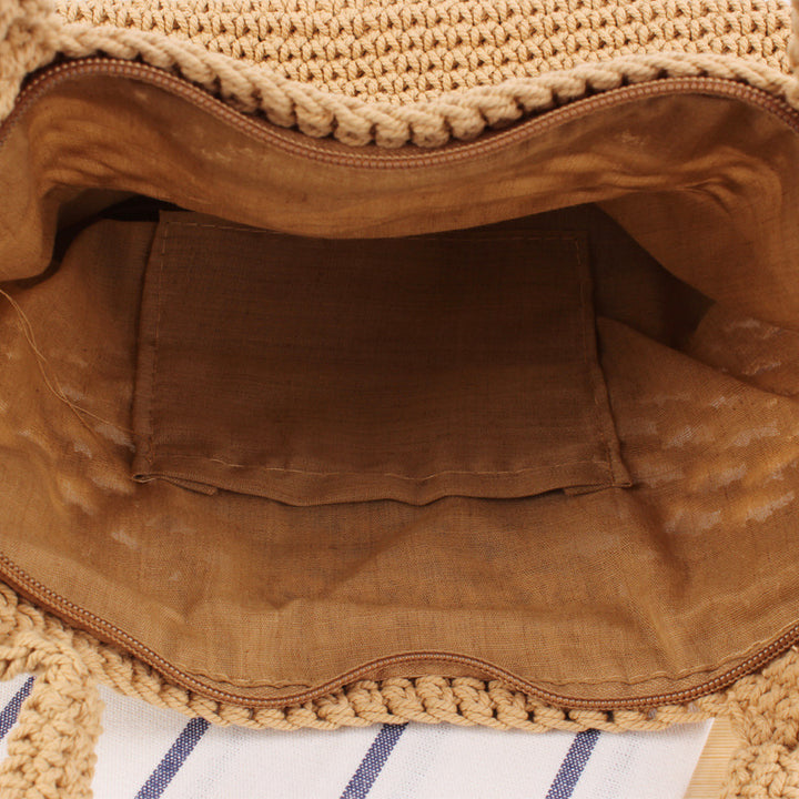 Macrame Beach Bag with Innovative Mesh Design Stornfield