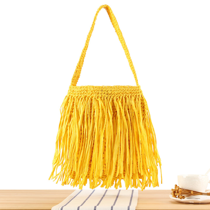 Trendy Straw Bag with Fringed Design Stornfield