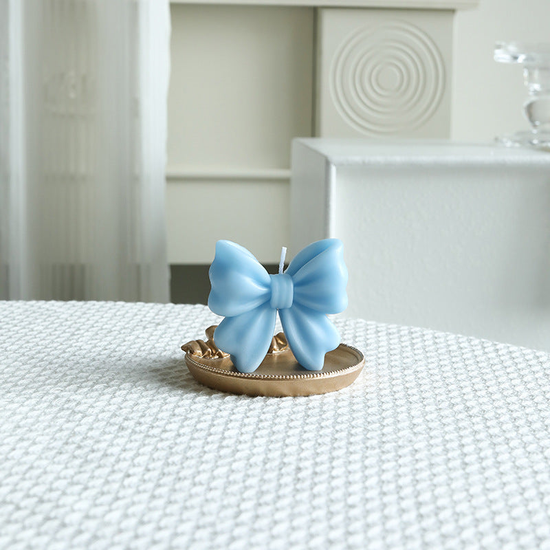 Decorative Bow-Shaped Hand-Poured Soy Wax Candle for Tabletop Centerpiece