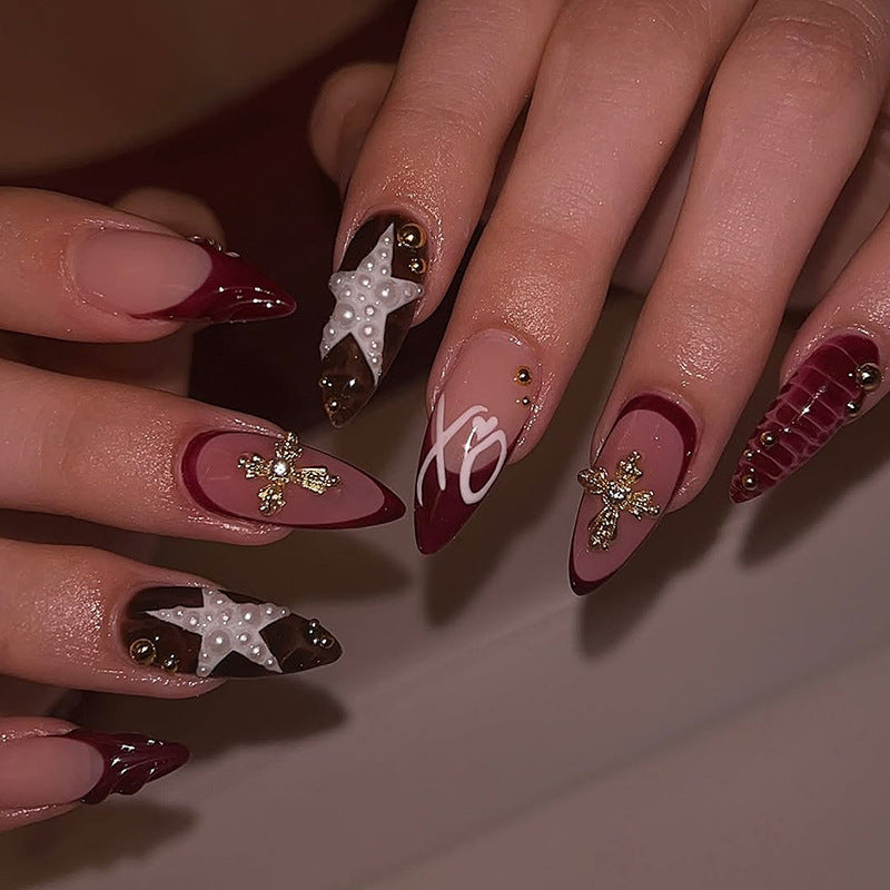 Artificial nail set with elegant decorations and various designs Stornfield