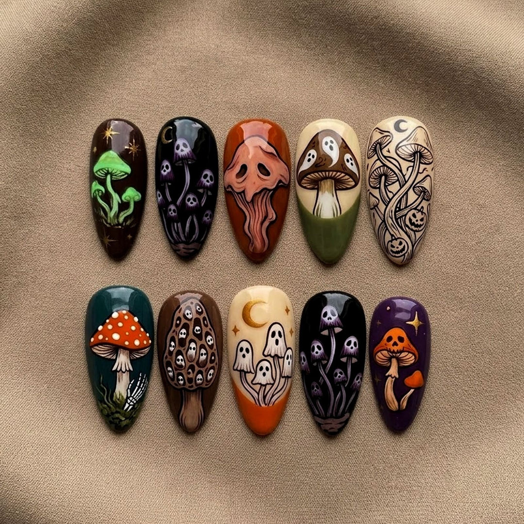 Creative nail art set with playful Halloween design Stornfield