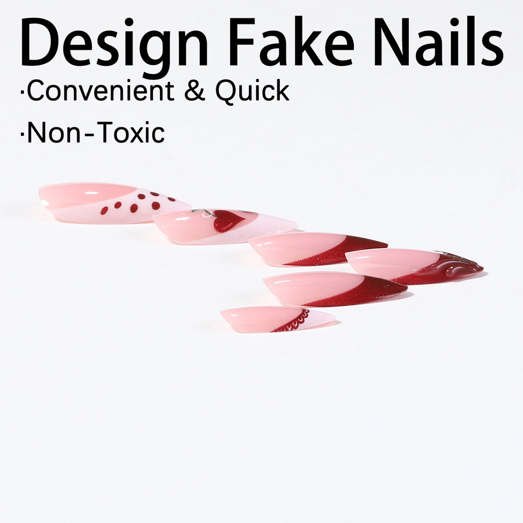 Creative nail art set with romantic heart design and playful accents Stornfield