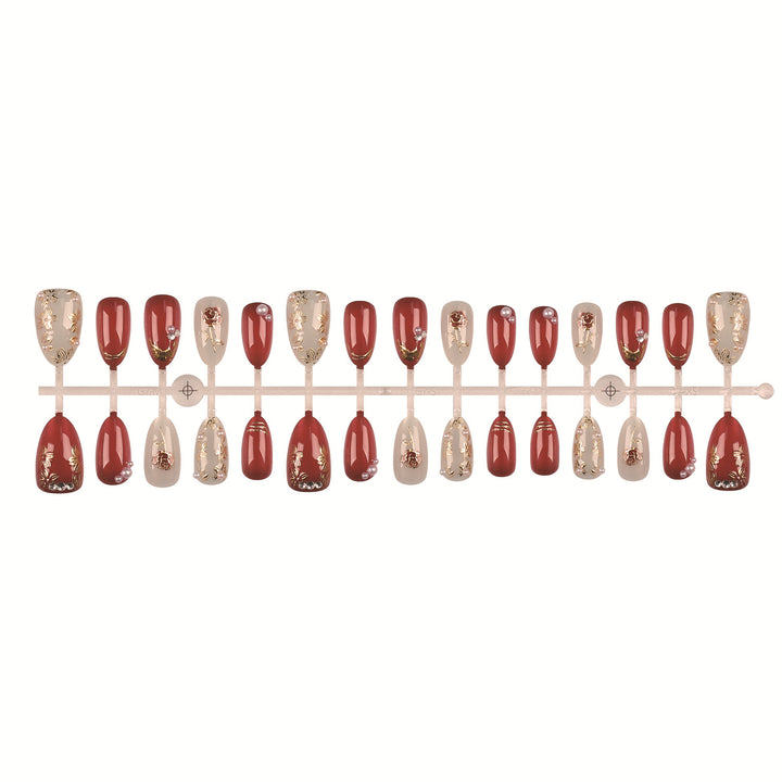 Floral Gemstone Press-On Nail Set