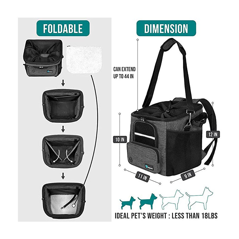 collapsible pet bicycle basket with safety tether breathable mesh and storage pockets Stornfield