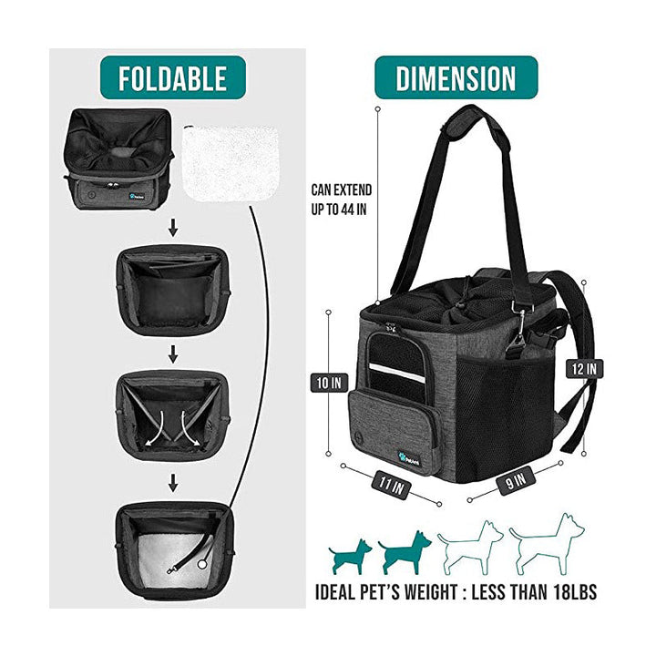 collapsible pet bicycle basket with safety tether breathable mesh and storage pockets Stornfield