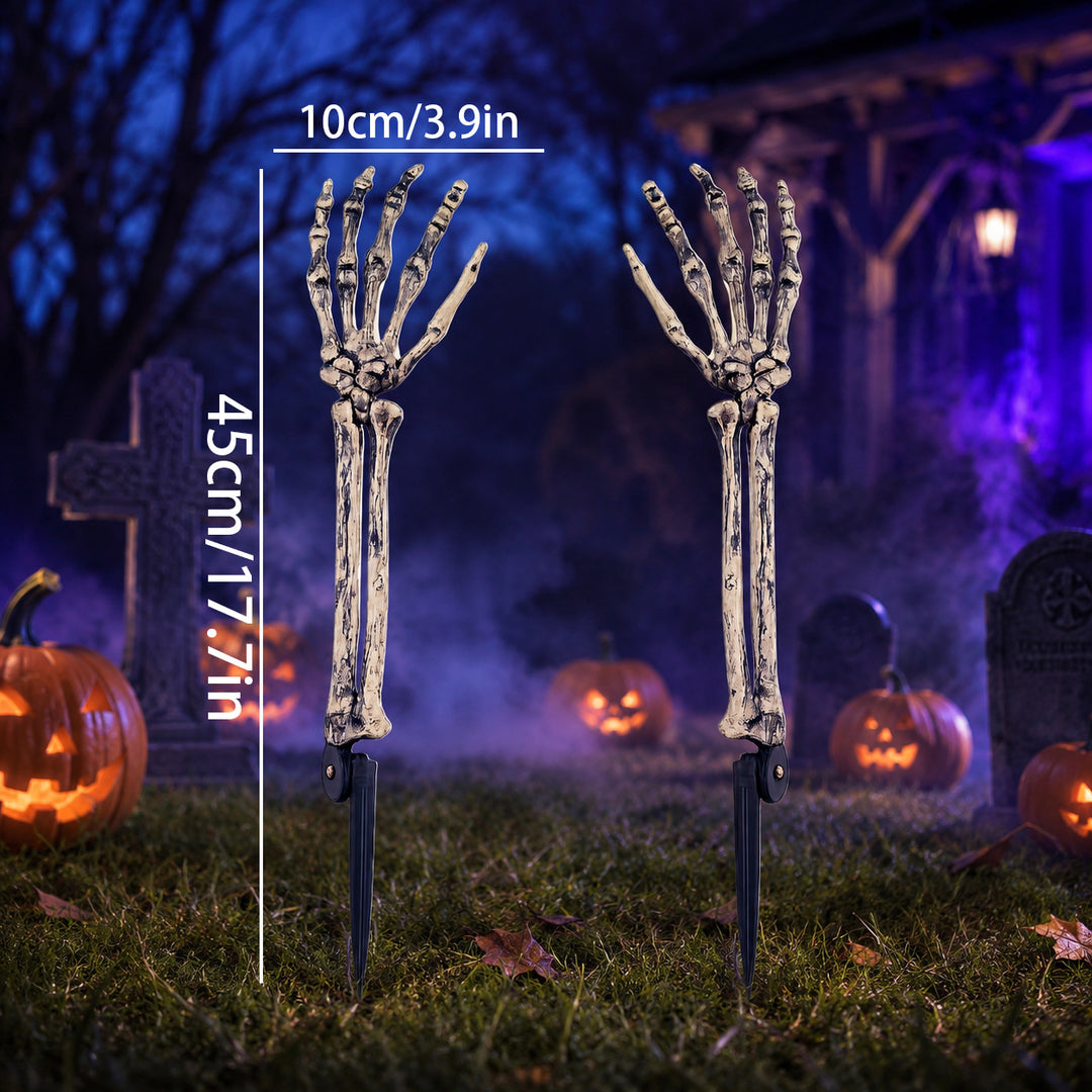 Creepy Halloween decor skeleton tree trunks Stornfield