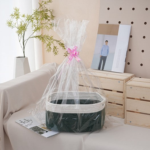 Natural storage basket with ribbons Stornfield