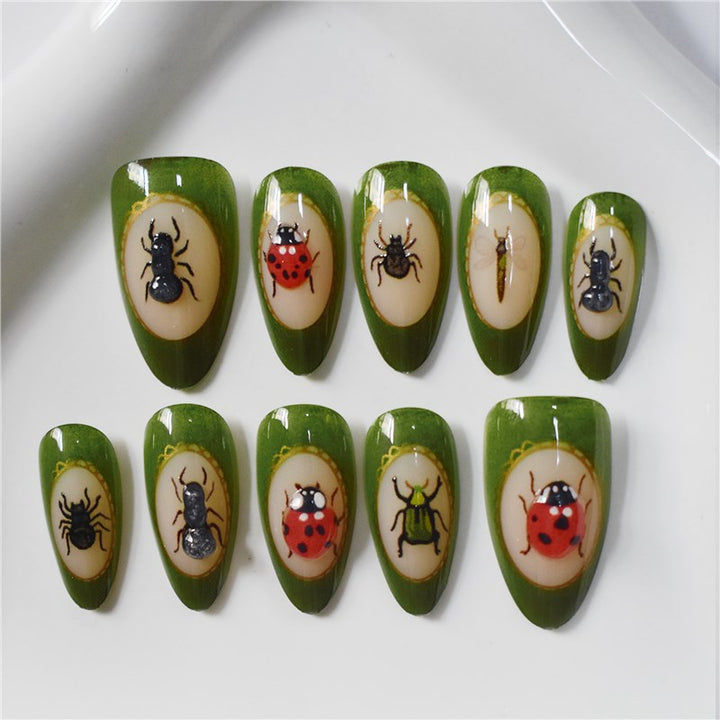 Artistic Bug-Inspired Press-On Nail Extensions Stornfield