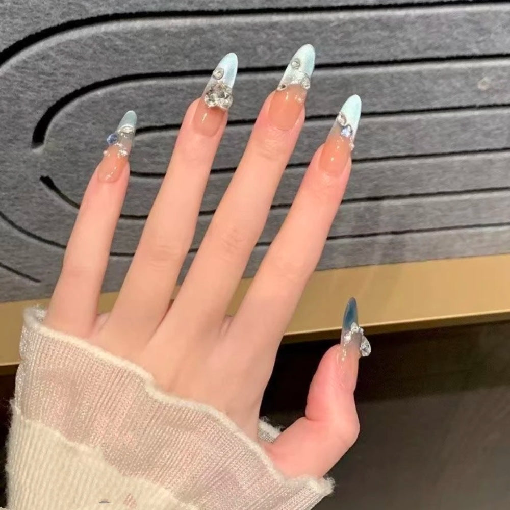 Elegant Press-On Nail Extensions with Crystal Accents Stornfield