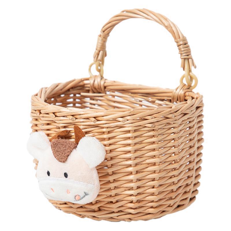 Decorative Woven Storage Basket with Plush Animal Stornfield