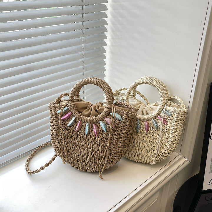 Fashionable straw bag with pearl embellishments Stornfield