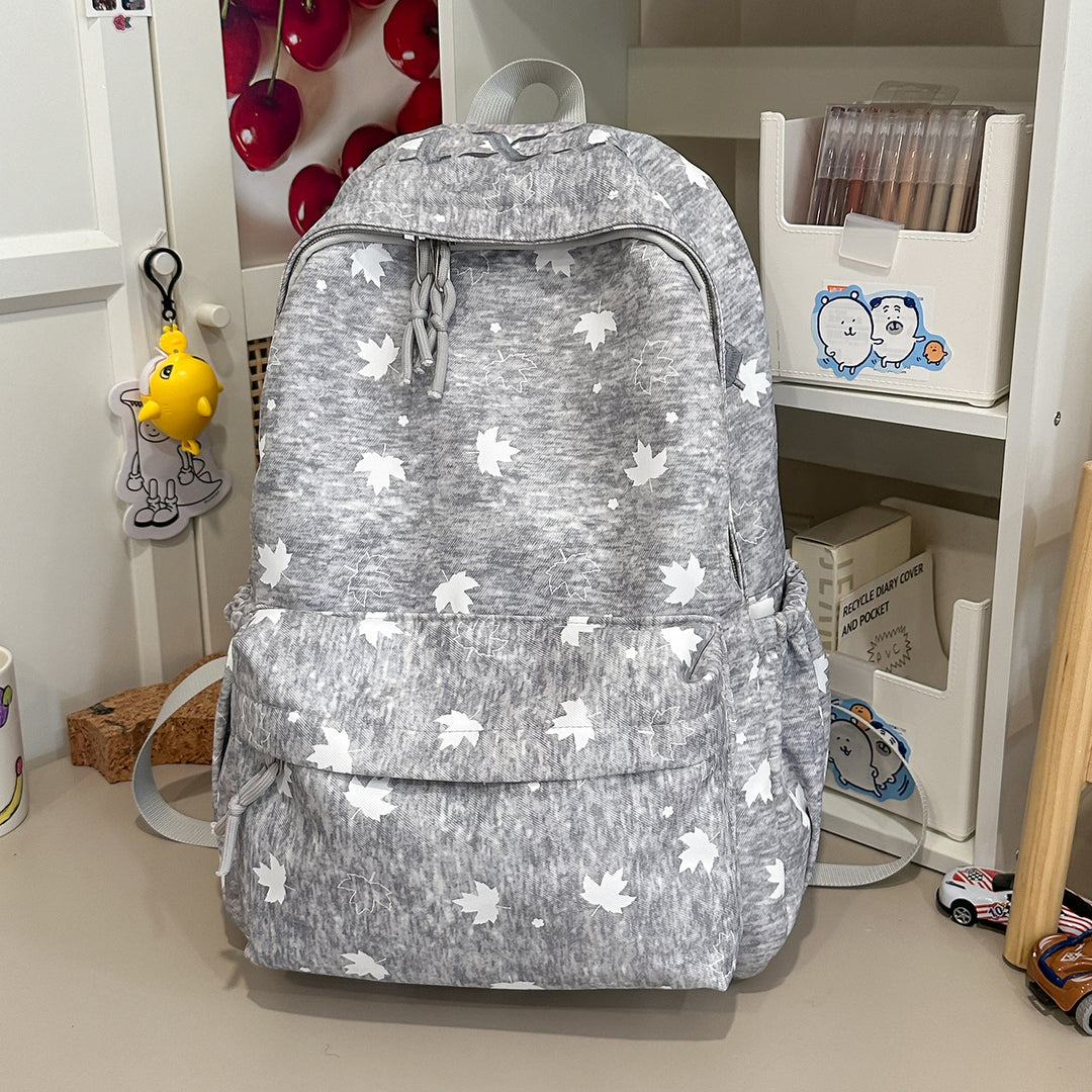 Trendy Leaf-Patterned School Backpack Stornfield