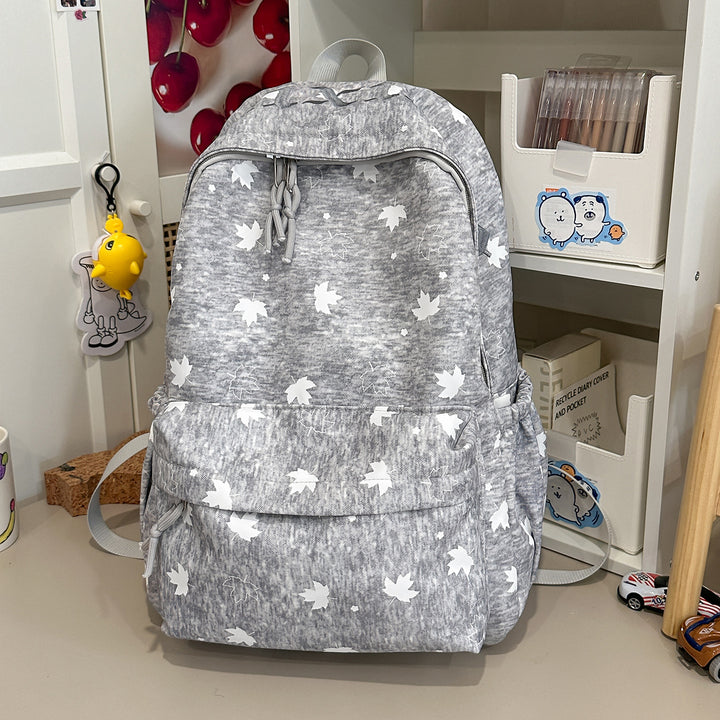 Trendy Leaf-Patterned School Backpack Stornfield