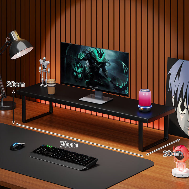 Solid Wood Monitor Riser with Minimal U-Frame Metal Legs