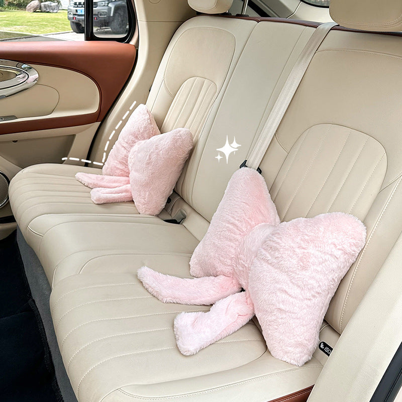 plush bow-shaped decorative throw cushion with long tails and faux-fur texture Stornfield