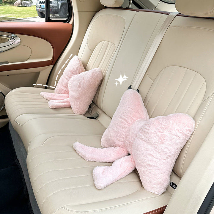 plush bow-shaped decorative throw cushion with long tails and faux-fur texture Stornfield