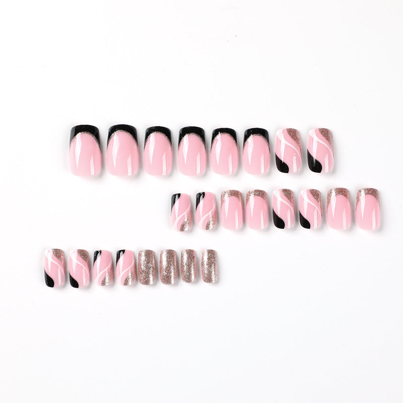Trendy Nail Art with Glitter and Wave Accents Stornfield