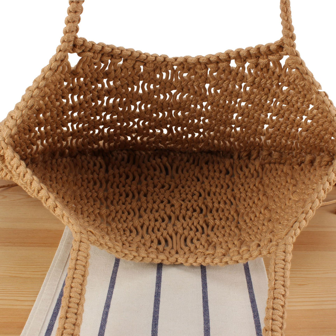 Macrame Tote Bag with Fringed Bottom Stornfield