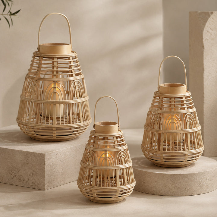 Rustic Rattan Lantern Stornfield