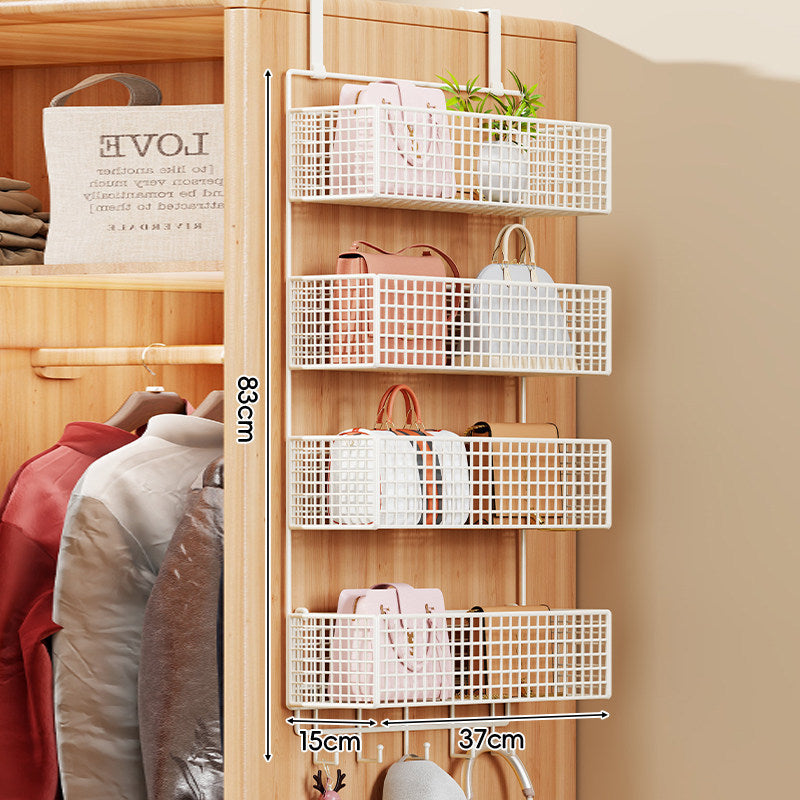 Over-the-Door Multi-Tier Metal Grid Hanging Storage Organizer
