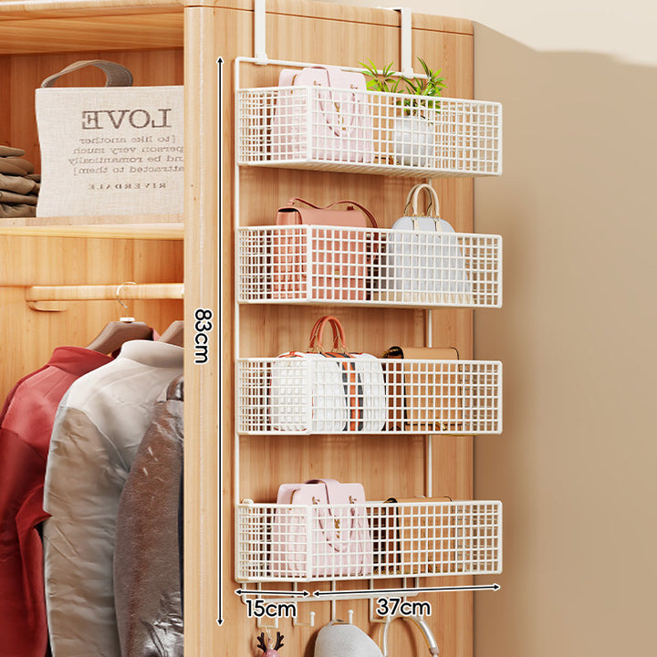 Over-the-Door Multi-Tier Metal Grid Hanging Storage Organizer