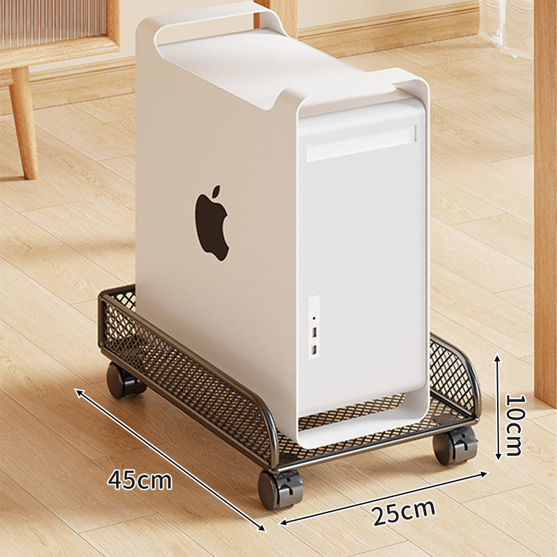 Under-Desk Rolling PC Tower Stand with Mesh Tray and Locking Casters