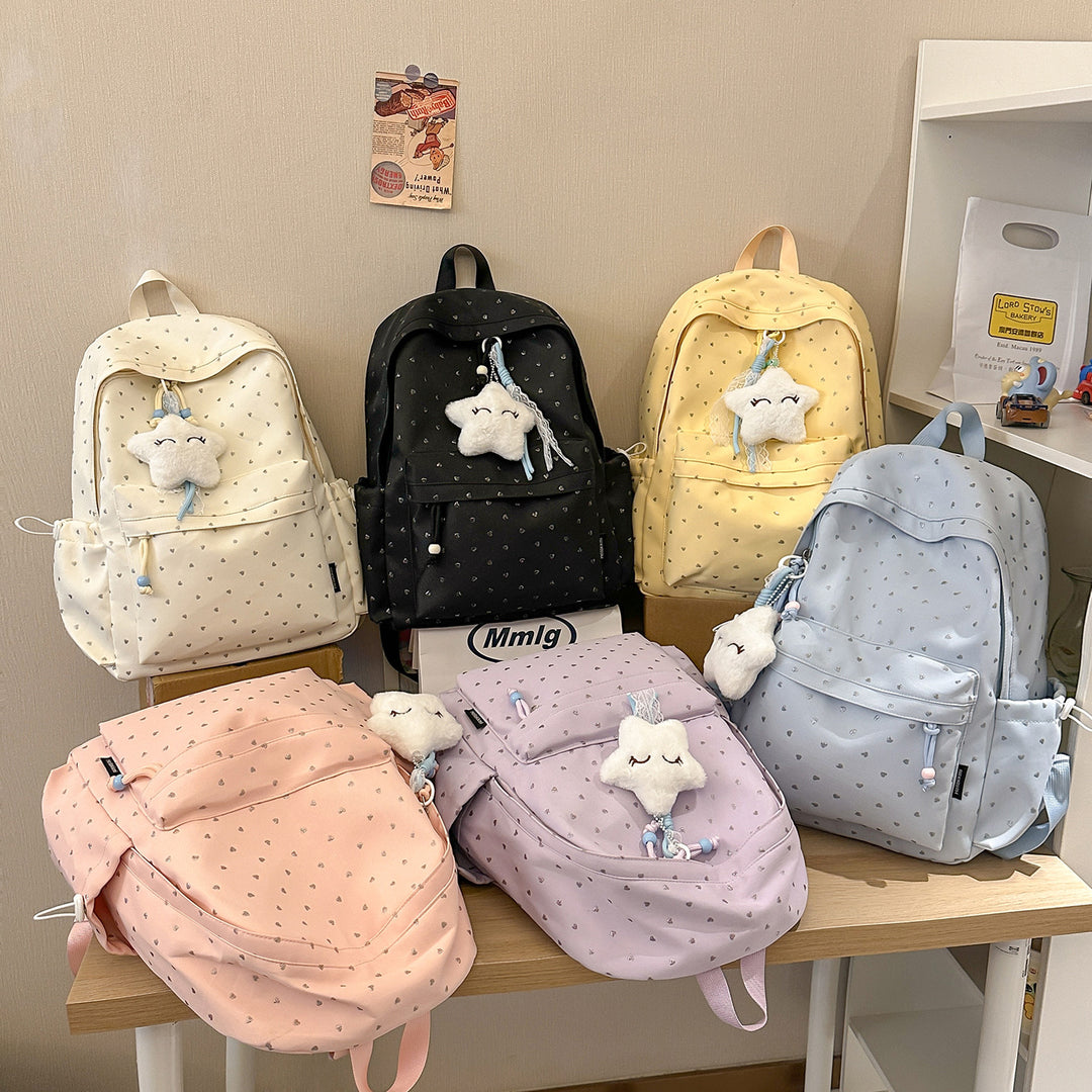 Playful Heart-Printed Backpack Stornfield