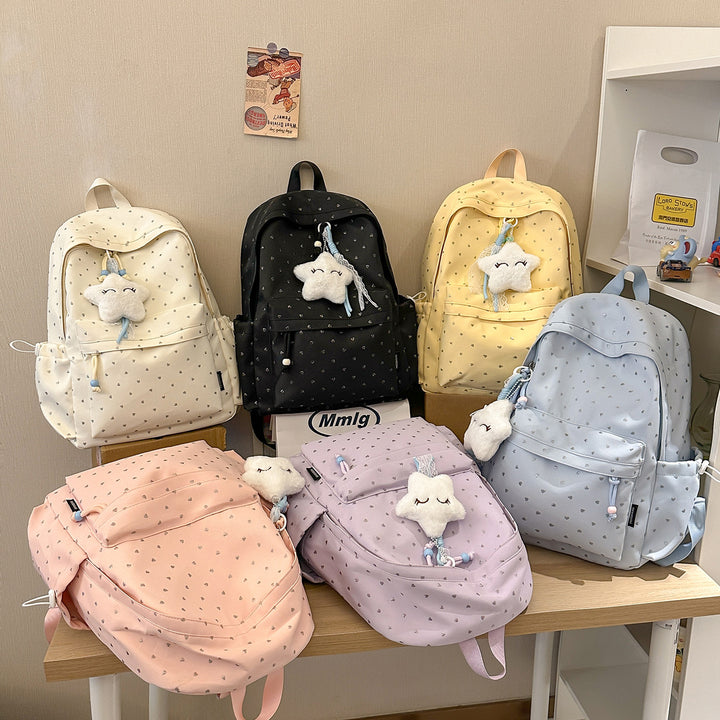 Playful Heart-Printed Backpack Stornfield