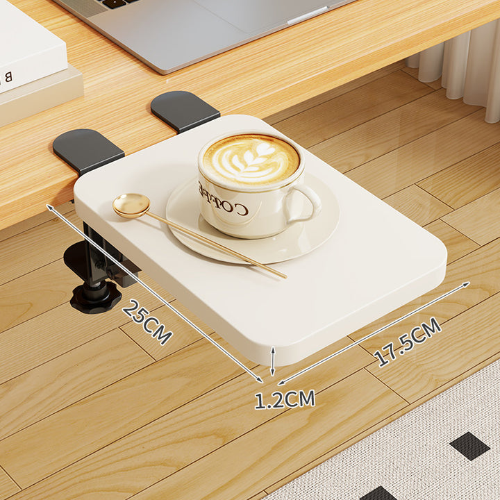 Clip-On Bamboo Folding Cup and Snack Side Table with Adjustable Swivel Clamp