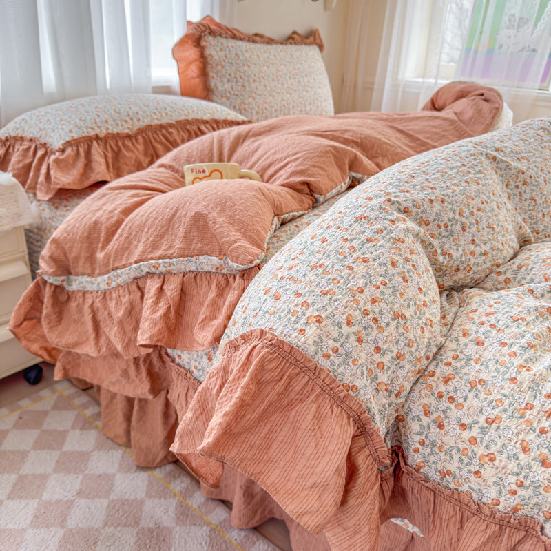 Playful Animal-Themed Ruffled Bedding Set